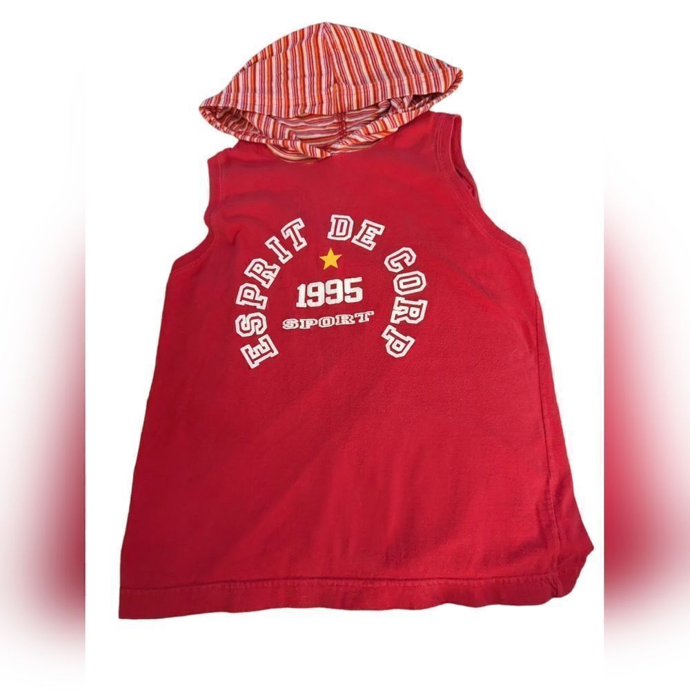 Esprit kids vintage red hooded sleeveless shirt‎